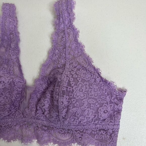 Aerie Purple Lace Bralette Convertible Adjustable Strap Mesh Insert Women Large - Picture 5 of 15
